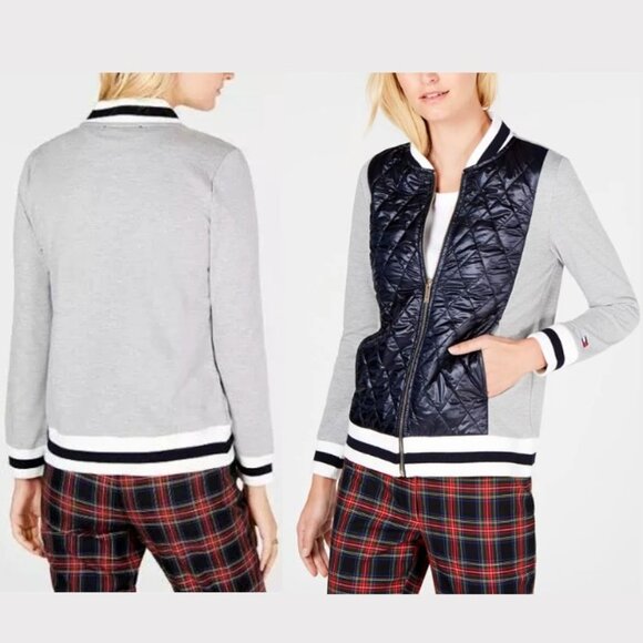 Tommy Hilfiger Jackets & Blazers - Tommy Hilfiger Women's Lush Life Casual Quilted Bomber Jacket Black/Gray S/P